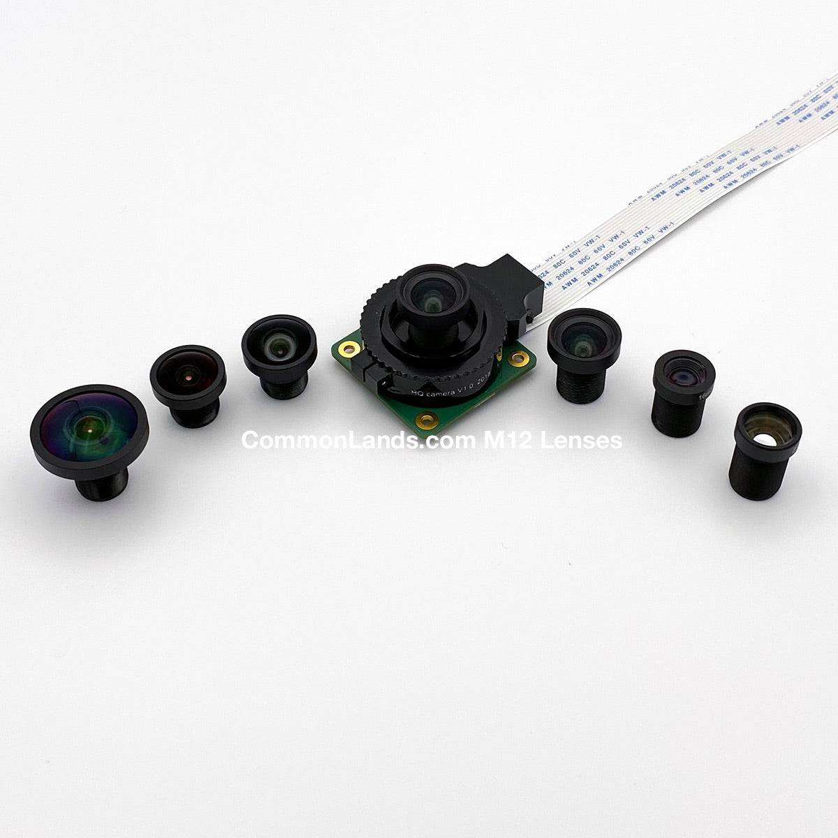 S Mount Lenses pictured for the Raspberry Pi High Quality Camera M12 Lenses pictured with the Raspberry Pi High Quality Camera
